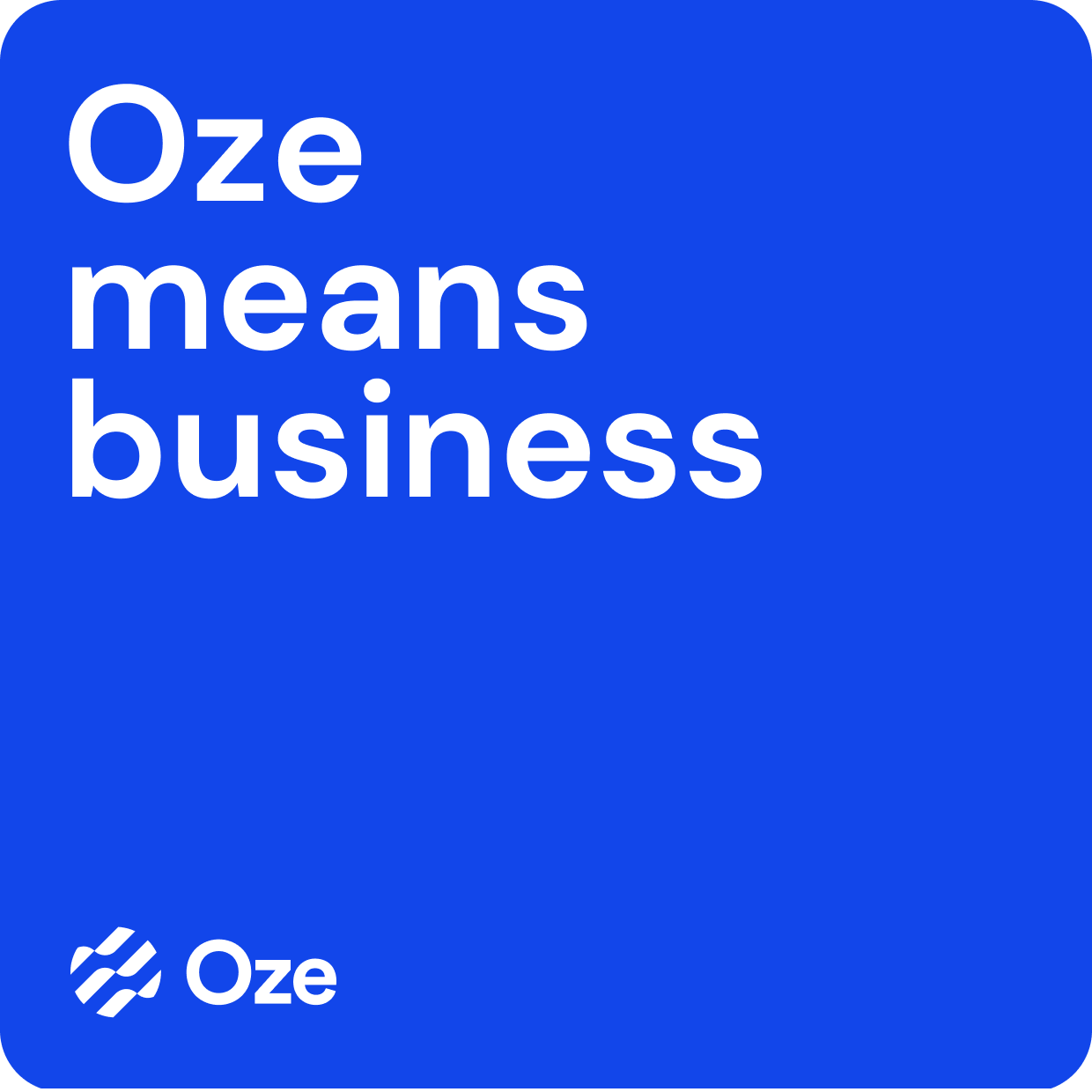 Fintech branding and website design. Brand card. "Oze means business"