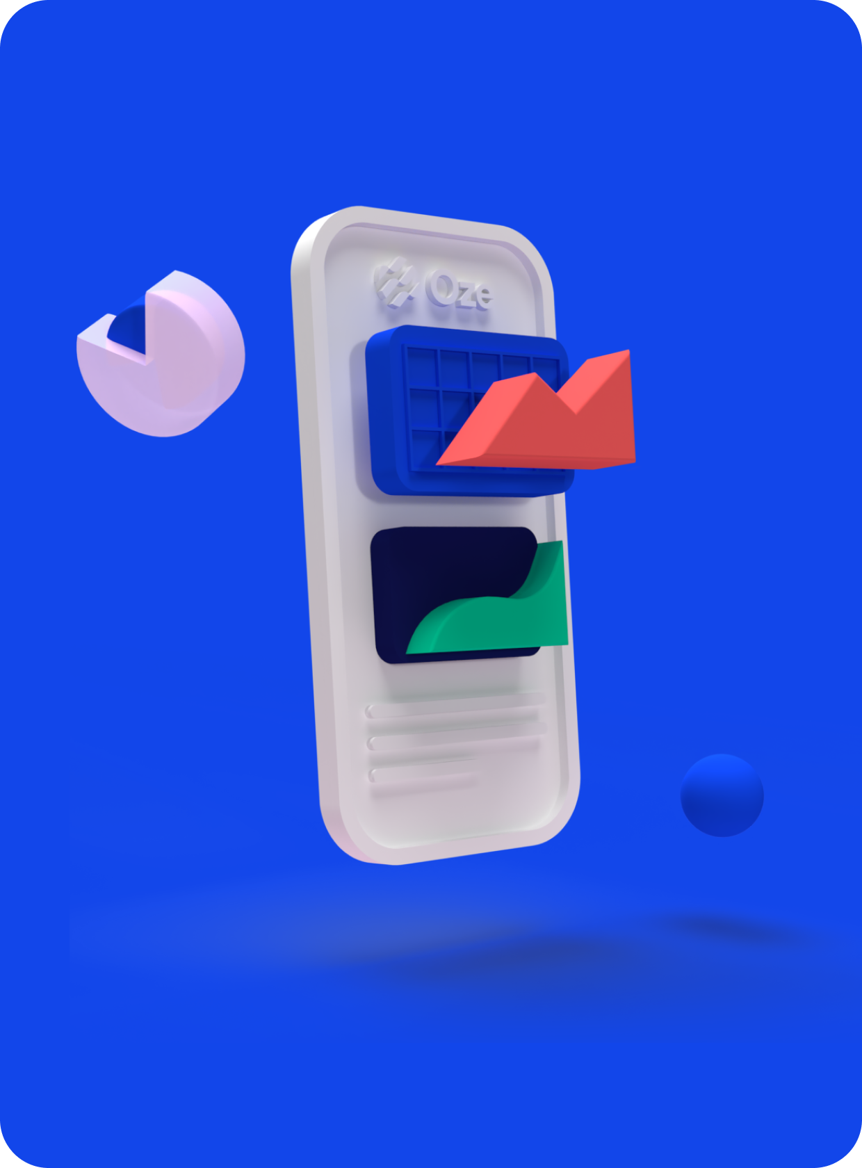 Fintech branding and website design. 3d smartphone. "Oze"