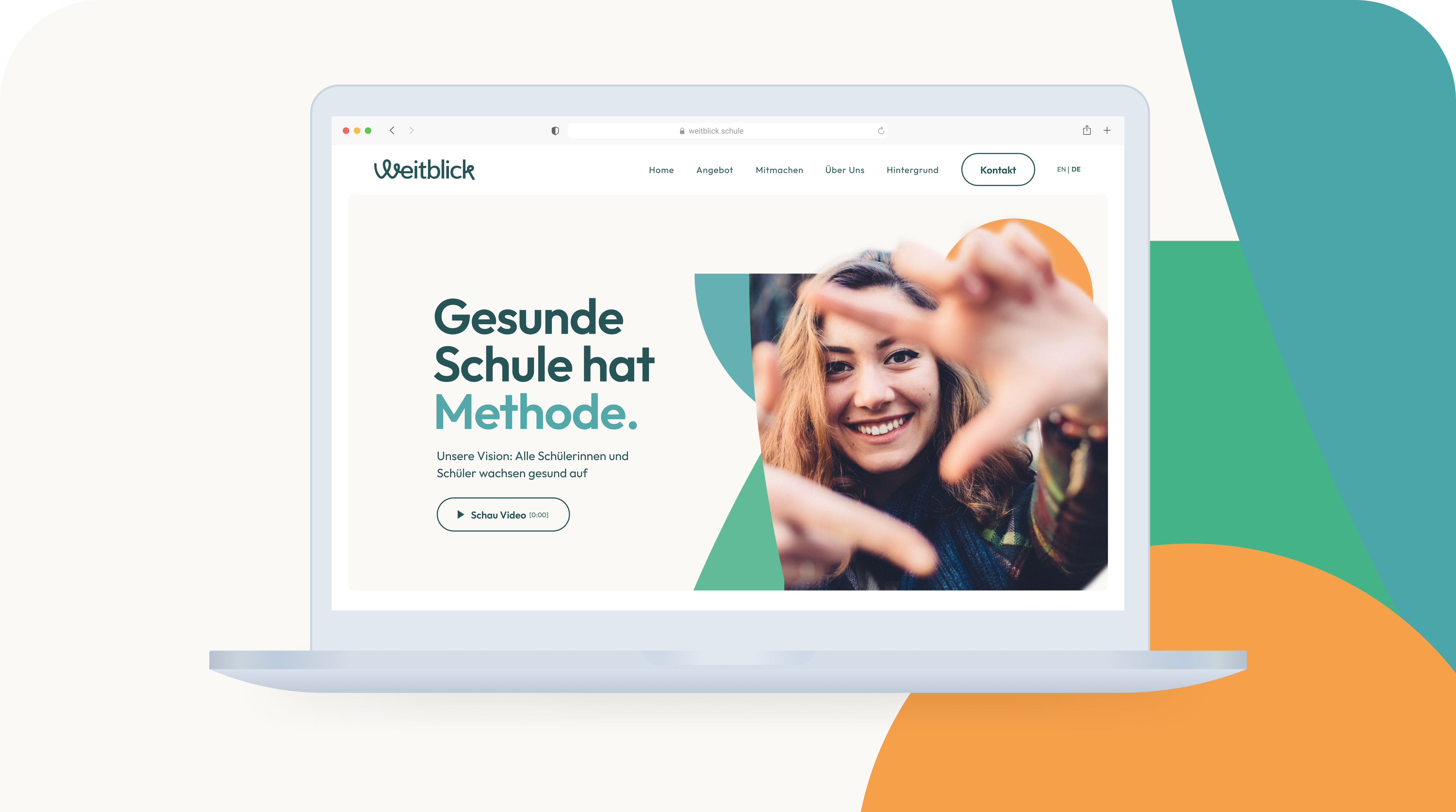 EdTech Branding and Website Design. Laptop. "Gesunde Schule hat Methode"