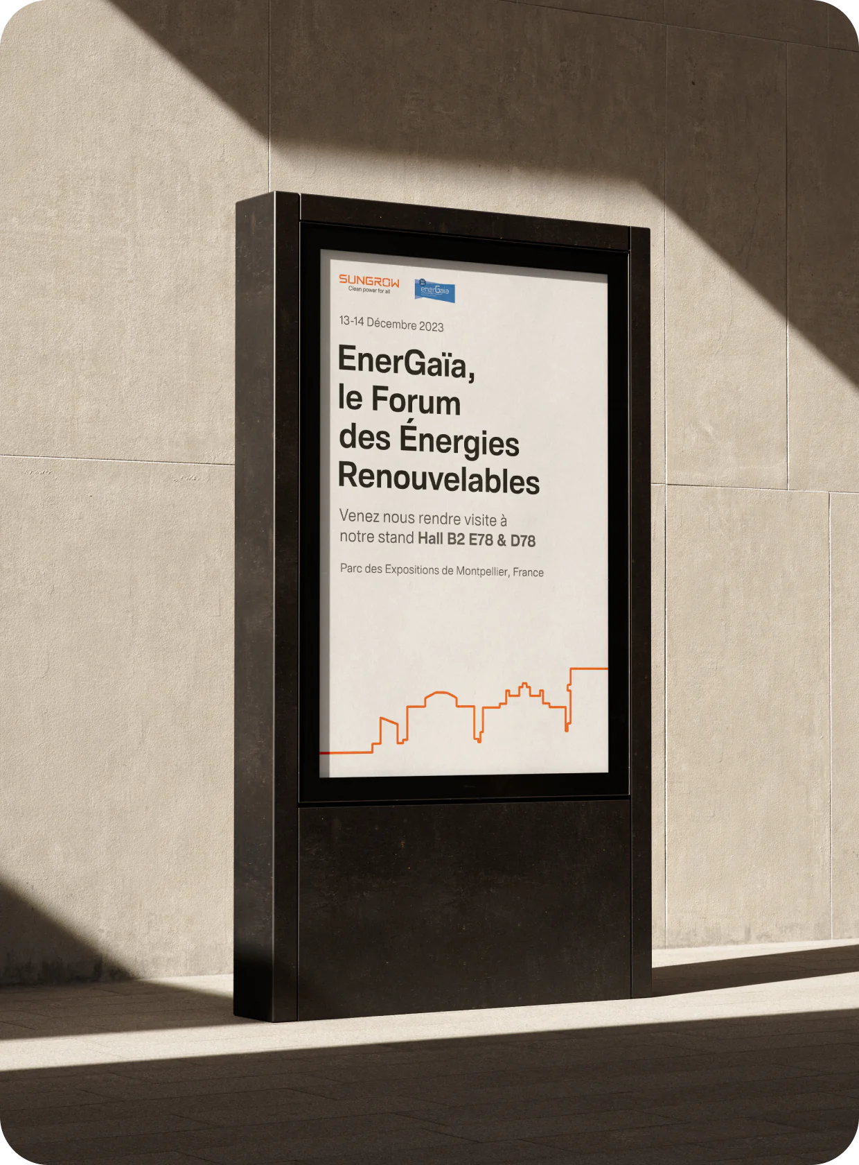 Sungrow modern poster for the EnerGaïa Forum, emphasizing renewable energy.